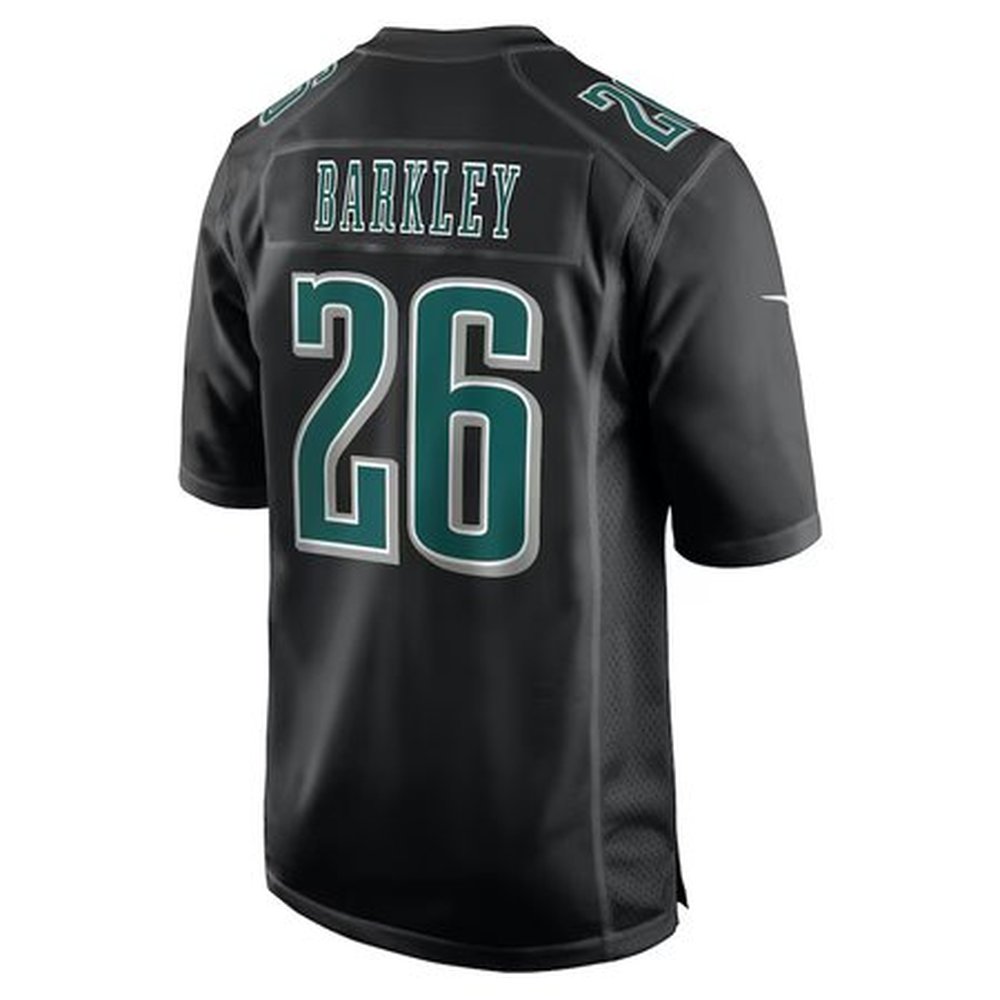 Men's Philadelphia Eagles #26 Saquon Barkley Carbon Black Super Bowl LIX Fashion Game Player Jersey