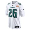 Men's Philadelphia Eagles #26 Saquon Barkley Tundra White Super Bowl LIX Fashion Game Player Jersey