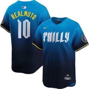 Men's Philadelphia Phillies #10 J.T. Realmuto Blue 2024 City Connect Limited Player Jersey