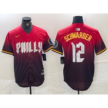 Men's Philadelphia Phillies #12 Kyle Schwarber Red 2024 City Connect Limited Stitched Jersey.png Men's Philadelphia Phillies #12 Kyle Schwarber Red 2024 City Connect Limited Stitched Jersey.png
