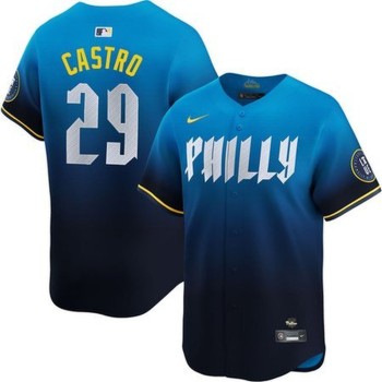 Men's Philadelphia Phillies #29 Rodolfo Castro Blue 2024 City Connect Limited Player Jersey Men's Philadelphia Phillies #29 Rodolfo Castro Blue 2024 City Connect Limited Player Jersey