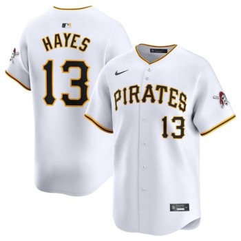 Men's Pittsburgh Pirates #13 Ke'Bryan Hayes White Home Limited Stitched Baseball Jersey Men's Pittsburgh Pirates #13 Ke'Bryan Hayes White Home Limited Stitched Baseball Jersey