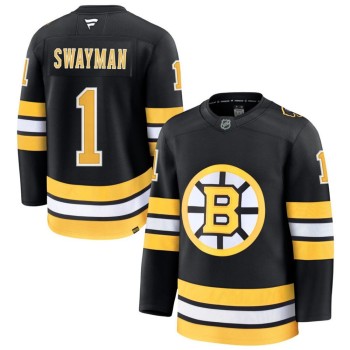 Youth Boston Bruins #1 Jeremy Swayman Black Home Player Jersey