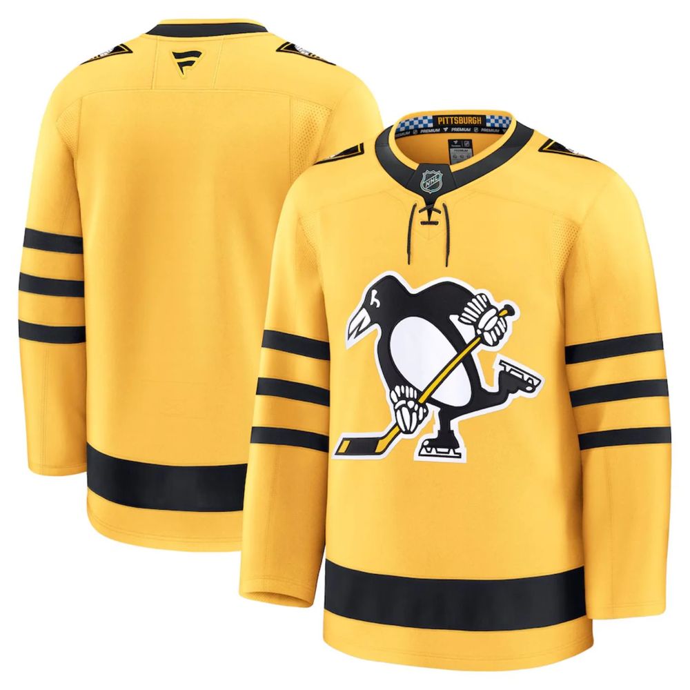Men's Pittsburgh Penguins 2025 Gold Alternate Premium Jersey Men's Pittsburgh Penguins 2025 Gold Alternate Premium Jersey