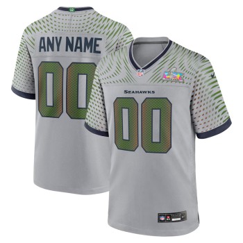 Men's Seattle Seahawks Custom Gray Super Bowl LX Rivalries Collection Game Jersey