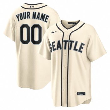Men's Seattle Mariners Cream Stitched Baseball Custom Jersey Men's Seattle Mariners Cream Stitched Baseball Custom Jersey
