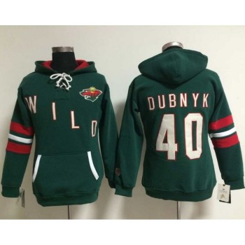 Minnesota Wild #40 Devan Dubnyk Green Women's Old Time Heidi NHL Hoodie Minnesota Wild #40 Devan Dubnyk Green Women's Old Time Heidi NHL Hoodie