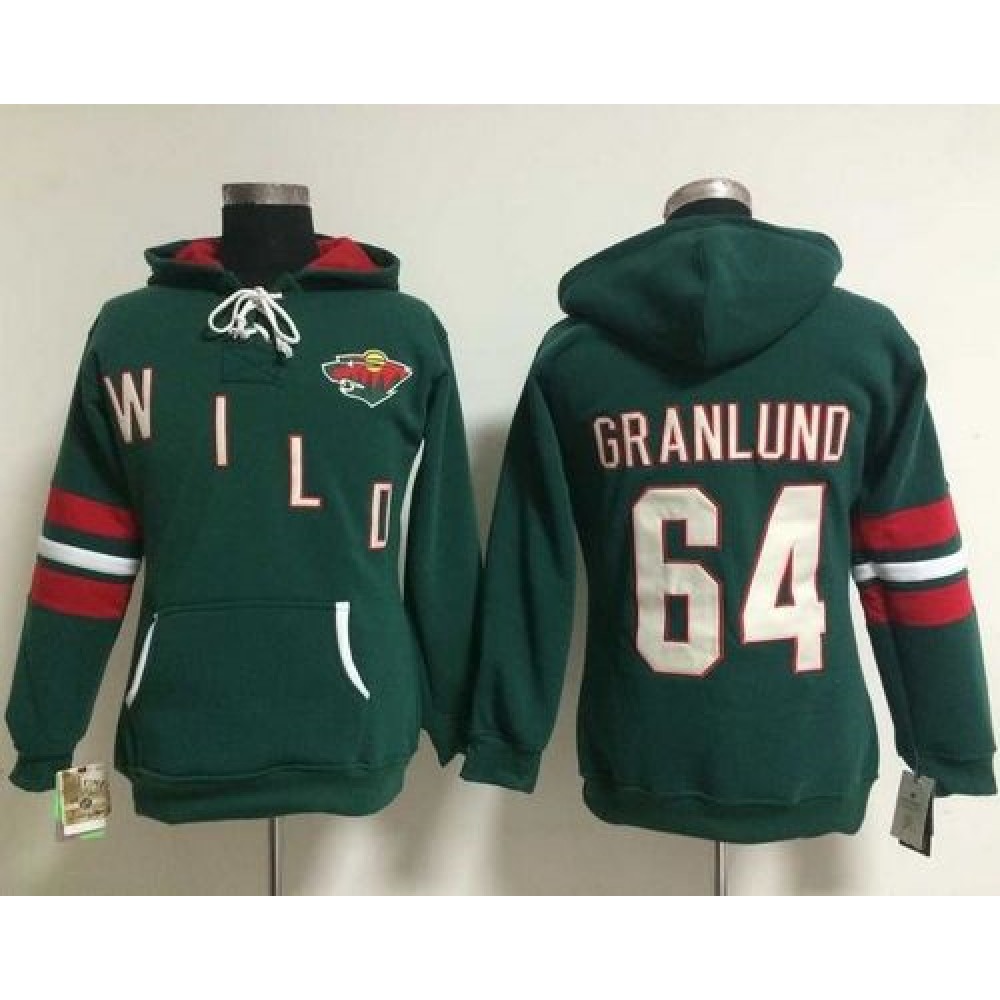 Minnesota Wild #64 Mikael Granlund Green Women's Old Time Heidi NHL Hoodie