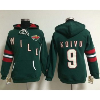 Minnesota Wild #9 Mikko Koivu Green Women's Old Time Heidi NHL Hoodie Minnesota Wild #9 Mikko Koivu Green Women's Old Time Heidi NHL Hoodie