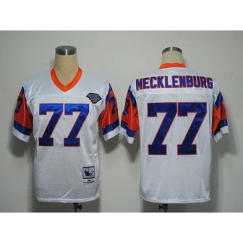 Mitchel and Ness Broncos #77 Karl Mecklenburg White With 75 Anniversary Patch Stitched Throwback NFL Jersey Mitchel and Ness Broncos #77 Karl Mecklenburg White With 75 Anniversary Patch Stitched Throwback NFL Jersey