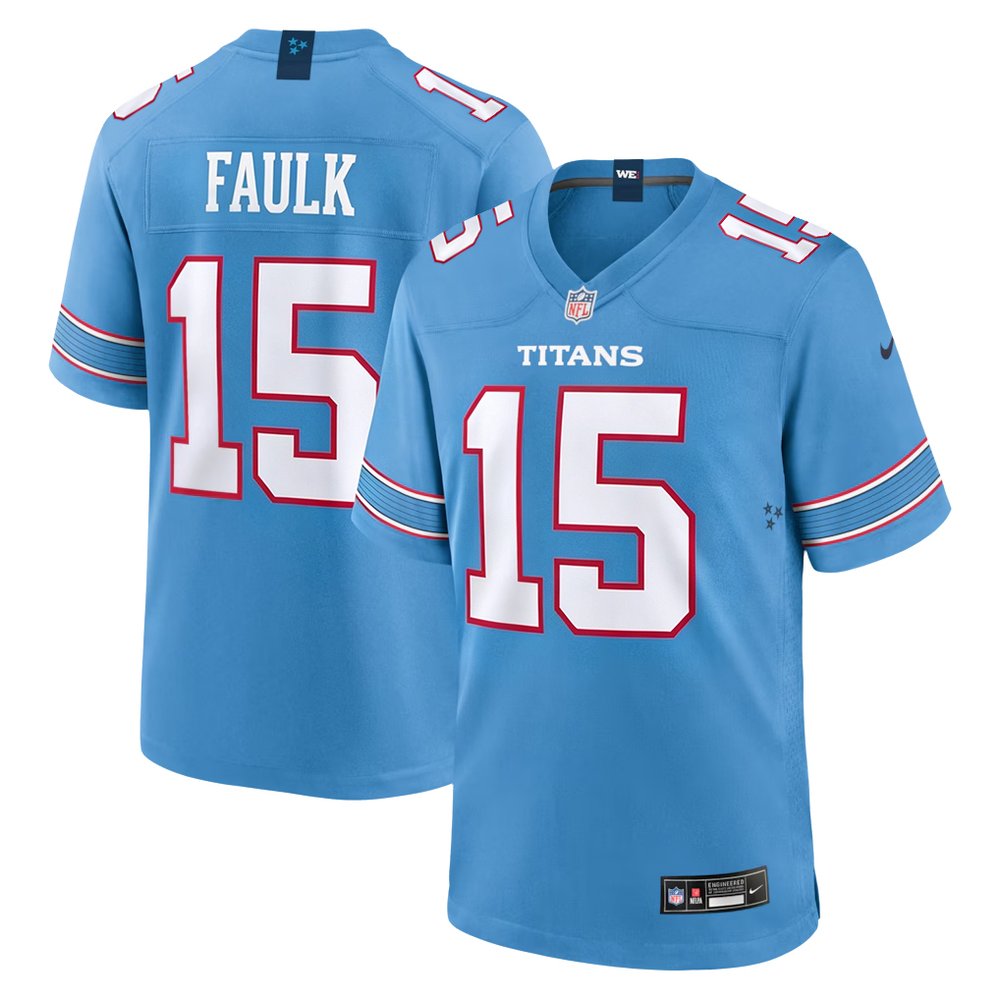 Youth Tennessee Titans #15 Keldric Faulk Blue 2026 NFL Draft Game Jersey