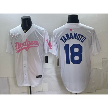 Youth Los Angeles Dodgers #18 Yoshinobu Yamamoto White Cool Base Stitched Baseball Jersey