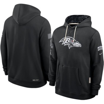 Men's Baltimore Ravens Nike Black 2026 Salute to Service Sideline Dri-FIT Pullover Hoodie
