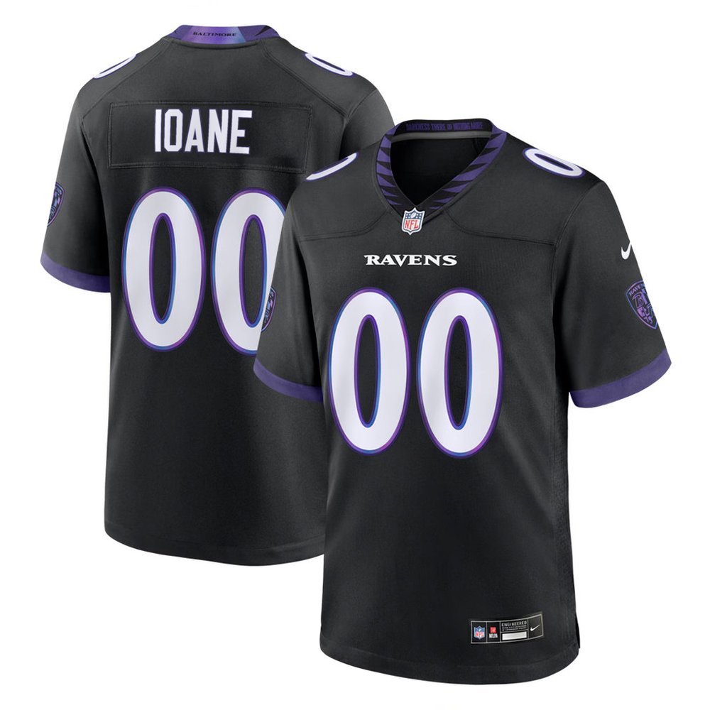 Men's Baltimore Ravens #71 Olaivavega Ioane Black 2026 NFL Draft Game Jersey