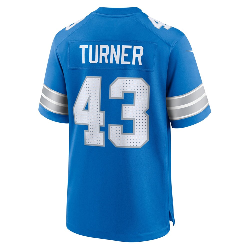 Men's Detroit Lions James Turner  Blue Game Jersey