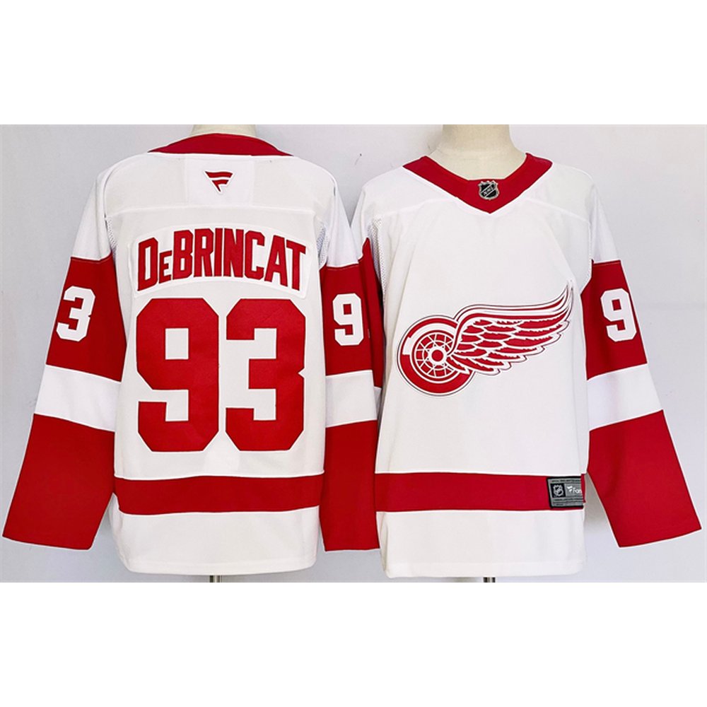 Men's Detroit Red Wings #93 Alex DeBrincat White 2024-25 Stitched Premium Jersey Men's Detroit Red Wings #93 Alex DeBrincat White 2024-25 Stitched Premium Jersey