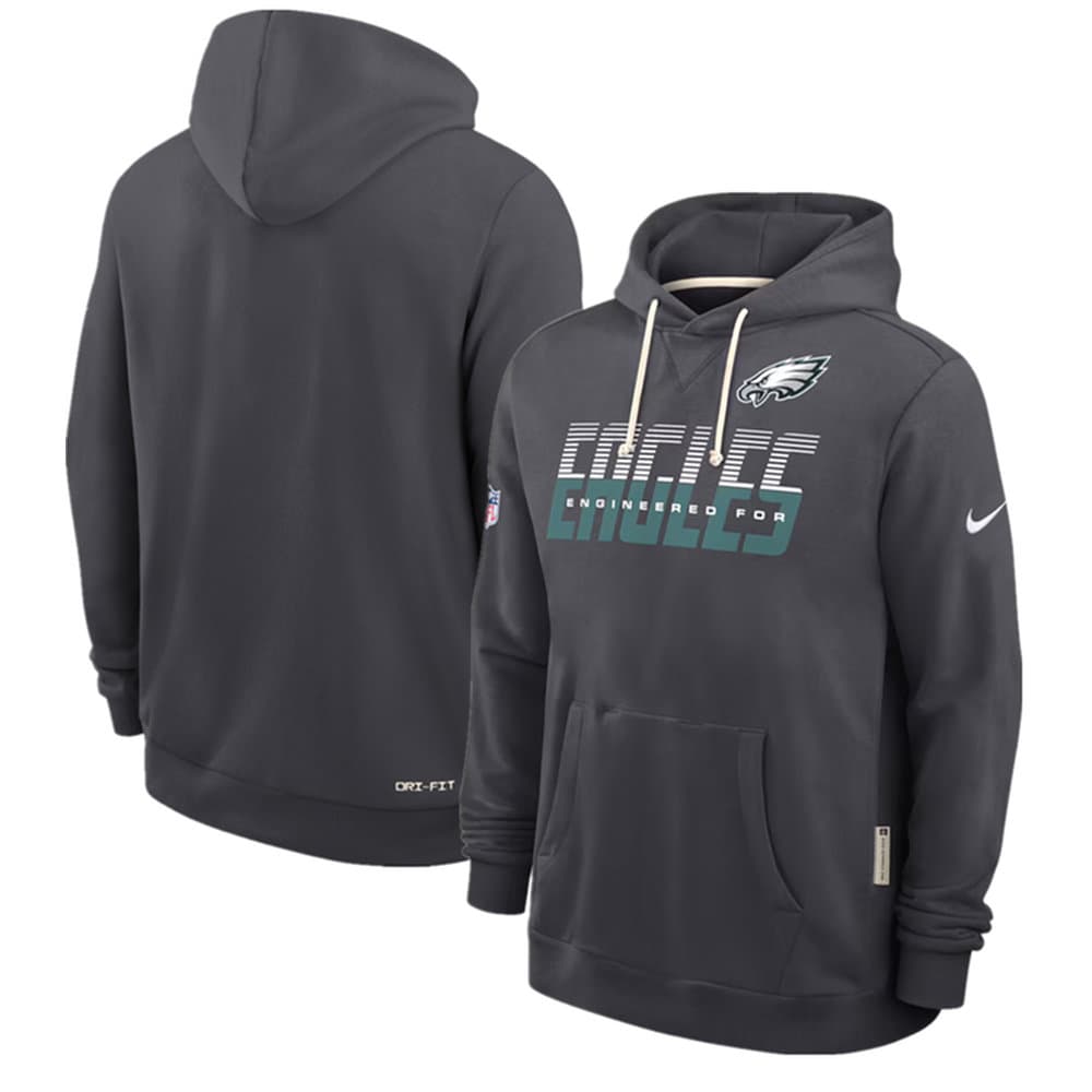 Men's Philadelphia Eagles Charcoal Sideline Standard Issue Top Prospect Dri-FIT Hoodie