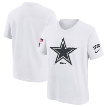 Youth Dallas Cowboys White 2024 Salute To Service T-Shirt