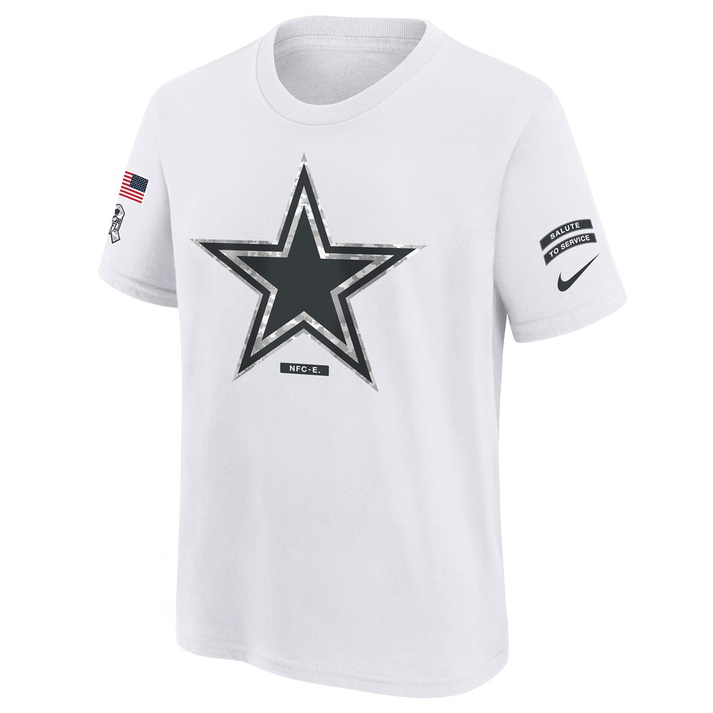 Youth Dallas Cowboys White 2024 Salute To Service T-Shirt Youth Dallas Cowboys White 2024 Salute To Service T-Shirt