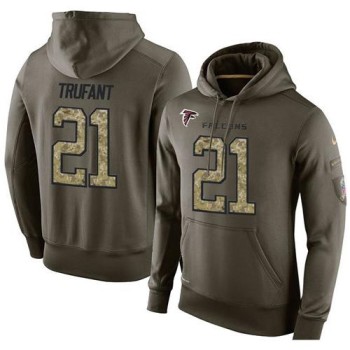 NFL Men's Atlanta Falcons #21 Desmond Trufant Stitched Green Olive Salute To Service KO Performance Hoodie
