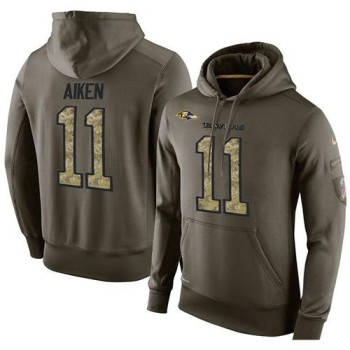 NFL Men's Baltimore Ravens #11 Kamar Aiken Stitched Green Olive Salute To Service KO Performance Hoodie
