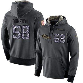 NFL Men's Baltimore Ravens #58 Elvis Dumervil Stitched Black Anthracite Salute to Service Player Performance Hoodie