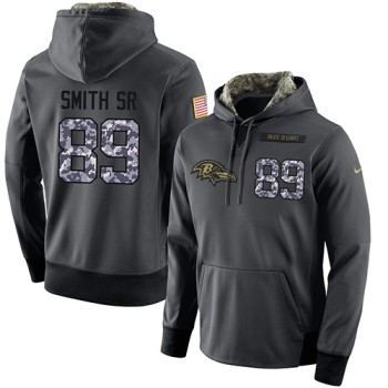 NFL Men's Baltimore Ravens #89 Steve Smith Sr Stitched Black Anthracite Salute to Service Player Performance Hoodie