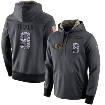 NFL Men's Baltimore Ravens #9 Justin Tucker Stitched Black Anthracite Salute to Service Player Performance Hoodie NFL Men's Baltimore Ravens #9 Justin Tucker Stitched Black Anthracite Salute to Service Player Performance Hoodie