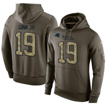 NFL Men's Carolina Panthers #19 Ted Ginn Jr Stitched Green Olive Salute To Service KO Performance Hoodie NFL Men's Carolina Panthers #19 Ted Ginn Jr Stitched Green Olive Salute To Service KO Performance Hoodie