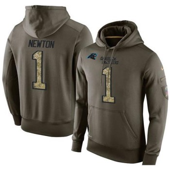 NFL Men's Carolina Panthers #1 Cam Newton Stitched Green Olive Salute To Service KO Performance Hoodie NFL Men's Carolina Panthers #1 Cam Newton Stitched Green Olive Salute To Service KO Performance Hoodie