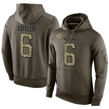 NFL Men's Chicago Bears #6 Jay Cutler Stitched Green Olive Salute To Service KO Performance Hoodie