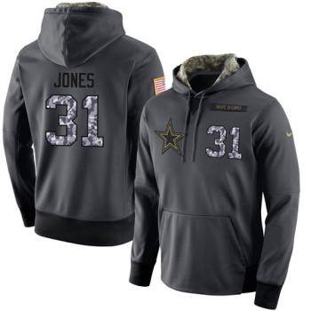 NFL Men's Dallas Cowboys #31 Byron Jones Stitched Black Anthracite Salute to Service Player Performance Hoodie NFL Men's Dallas Cowboys #31 Byron Jones Stitched Black Anthracite Salute to Service Player Performance Hoodie