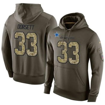 NFL Men's Dallas Cowboys #33 Tony Dorsett Stitched Green Olive Salute To Service KO Performance Hoodie NFL Men's Dallas Cowboys #33 Tony Dorsett Stitched Green Olive Salute To Service KO Performance Hoodie