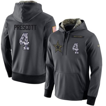 NFL Men's Dallas Cowboys #4 Dak Prescott Stitched Black Anthracite Salute to Service Player Performance Hoodie NFL Men's Dallas Cowboys #4 Dak Prescott Stitched Black Anthracite Salute to Service Player Performance Hoodie