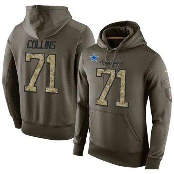 NFL Men's Dallas Cowboys #71 La'el Collins Stitched Green Olive Salute To Service KO Performance Hoodie NFL Men's Dallas Cowboys #71 La'el Collins Stitched Green Olive Salute To Service KO Performance Hoodie