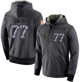 NFL Men's Dallas Cowboys #77 Tyron Smith Stitched Black Anthracite Salute to Service Player Performance Hoodie NFL Men's Dallas Cowboys #77 Tyron Smith Stitched Black Anthracite Salute to Service Player Performance Hoodie