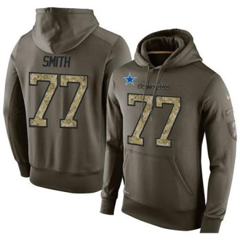 NFL Men's Dallas Cowboys #77 Tyron Smith Stitched Green Olive Salute To Service KO Performance Hoodie NFL Men's Dallas Cowboys #77 Tyron Smith Stitched Green Olive Salute To Service KO Performance Hoodie