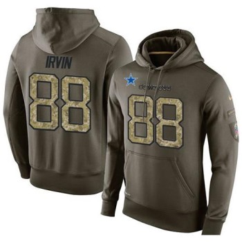 NFL Men's Dallas Cowboys #88 Michael Irvin Stitched Green Olive Salute To Service KO Performance Hoodie NFL Men's Dallas Cowboys #88 Michael Irvin Stitched Green Olive Salute To Service KO Performance Hoodie