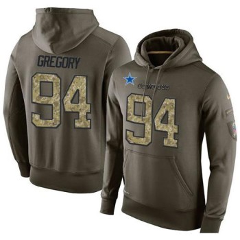 NFL Men's Dallas Cowboys #94 Randy Gregory Stitched Green Olive Salute To Service KO Performance Hoodie NFL Men's Dallas Cowboys #94 Randy Gregory Stitched Green Olive Salute To Service KO Performance Hoodie