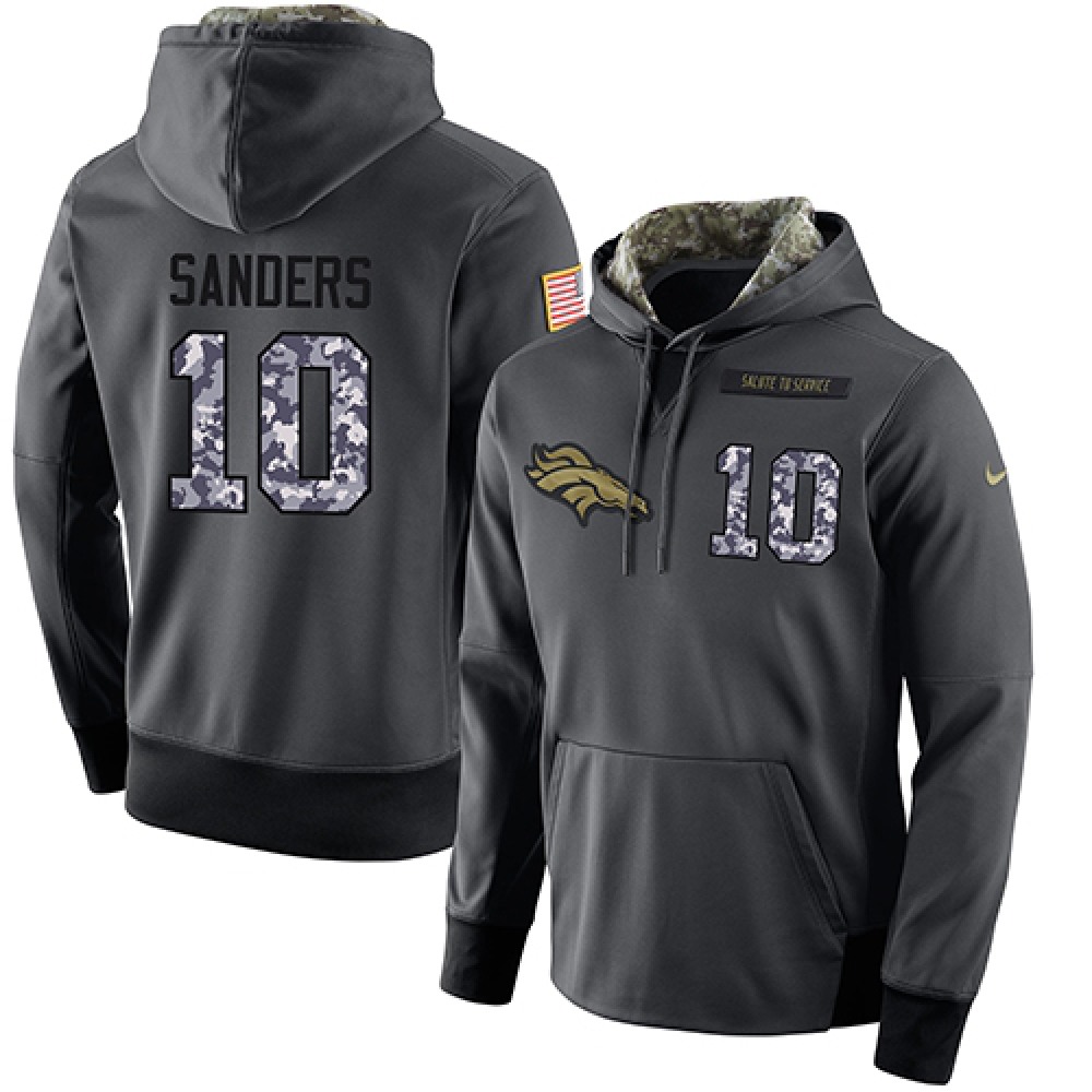 NFL Men's Denver Broncos #10 Emmanuel Sanders Stitched Black Anthracite Salute to Service Player Performance Hoodie