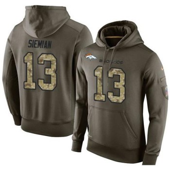 NFL Men's Denver Broncos #13 Trevor Siemian Stitched Green Olive Salute To Service KO Performance Hoodie NFL Men's Denver Broncos #13 Trevor Siemian Stitched Green Olive Salute To Service KO Performance Hoodie