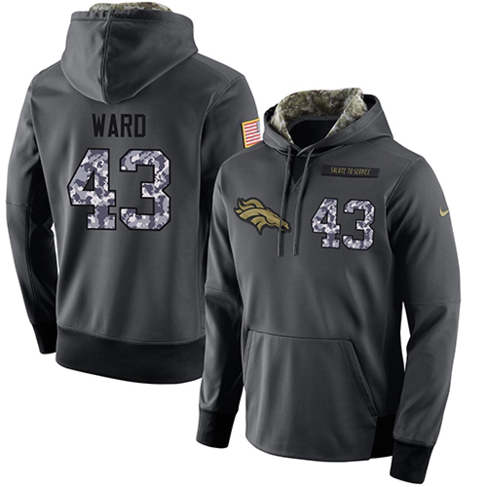 NFL Men's Denver Broncos #43 T.J. Ward Stitched Black Anthracite Salute to Service Player Performance Hoodie