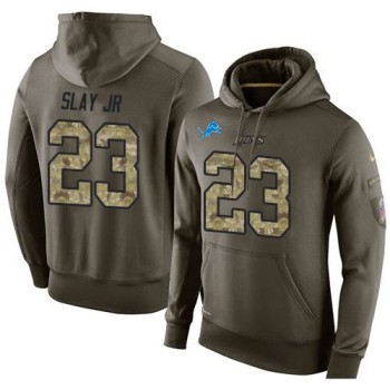 NFL Men's Detroit Lions #23 Darius Slay JR Stitched Green Olive Salute To Service KO Performance Hoodie NFL Men's Detroit Lions #23 Darius Slay JR Stitched Green Olive Salute To Service KO Performance Hoodie