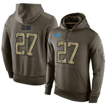 NFL Men's Detroit Lions #27 Glover Quin Stitched Green Olive Salute To Service KO Performance Hoodie NFL Men's Detroit Lions #27 Glover Quin Stitched Green Olive Salute To Service KO Performance Hoodie