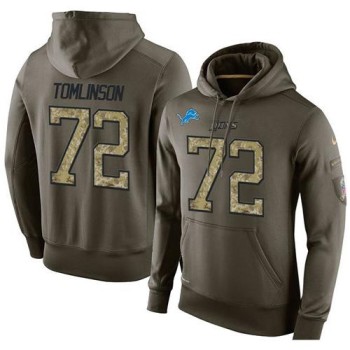 NFL Men's Detroit Lions #72 Laken Tomlinson Stitched Green Olive Salute To Service KO Performance Hoodie NFL Men's Detroit Lions #72 Laken Tomlinson Stitched Green Olive Salute To Service KO Performance Hoodie