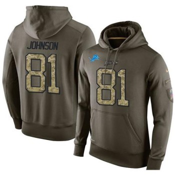 NFL Men's Detroit Lions #81 Calvin Johnson Stitched Green Olive Salute To Service KO Performance Hoodie NFL Men's Detroit Lions #81 Calvin Johnson Stitched Green Olive Salute To Service KO Performance Hoodie