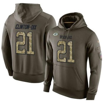 NFL Men's Green Bay Packers #21 Ha Ha Clinton-Dix Stitched Green Olive Salute To Service KO Performance Hoodie NFL Men's Green Bay Packers #21 Ha Ha Clinton-Dix Stitched Green Olive Salute To Service KO Performance Hoodie