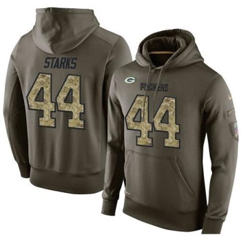 NFL Men's Green Bay Packers #44 James Starks Stitched Green Olive Salute To Service KO Performance Hoodie NFL Men's Green Bay Packers #44 James Starks Stitched Green Olive Salute To Service KO Performance Hoodie