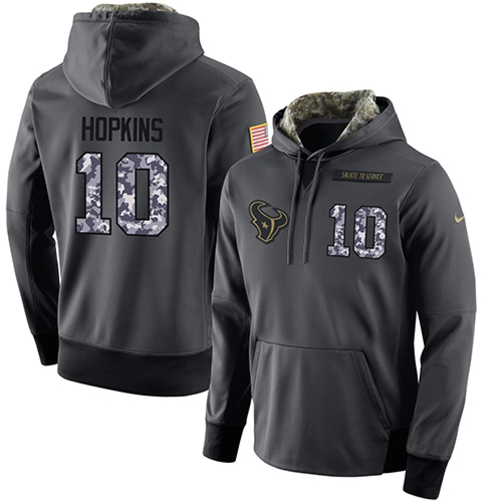 NFL Men's Houston Texans #10 DeAndre Hopkins Stitched Black Anthracite Salute to Service Player Performance Hoodie