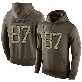 NFL Men's Houston Texans #87 C.J. Fiedorowicz Stitched Green Olive Salute To Service KO Performance Hoodie NFL Men's Houston Texans #87 C.J. Fiedorowicz Stitched Green Olive Salute To Service KO Performance Hoodie